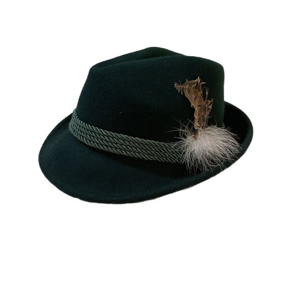 Feathered Wool Oktoberfest Traditional Bavarian German Alpine Hat - Picture 1 of 4